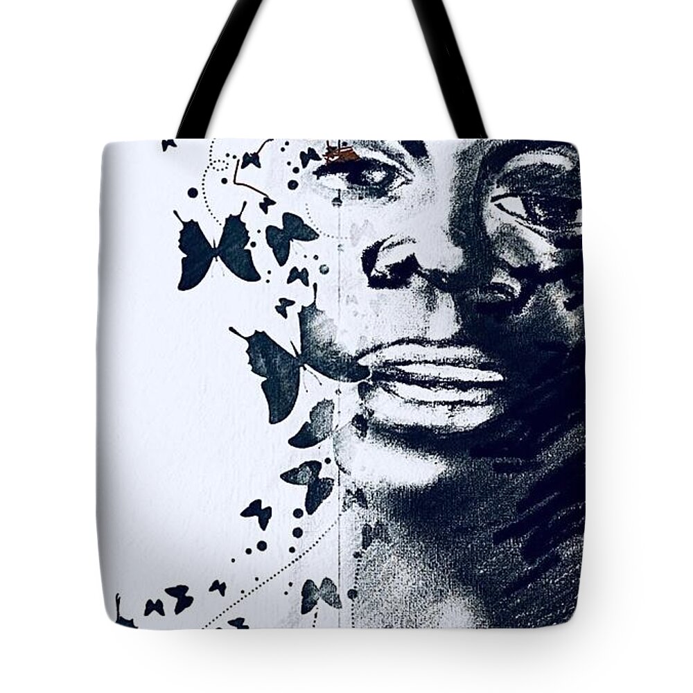  Tote Bag featuring the mixed media Nina by Angie ONeal