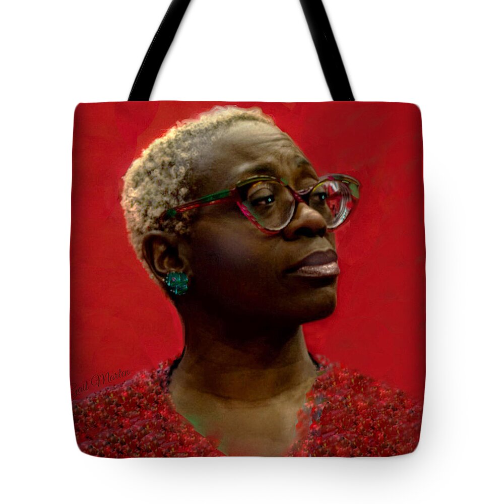 Portrait Tote Bag featuring the mixed media Nina by Gail Marten