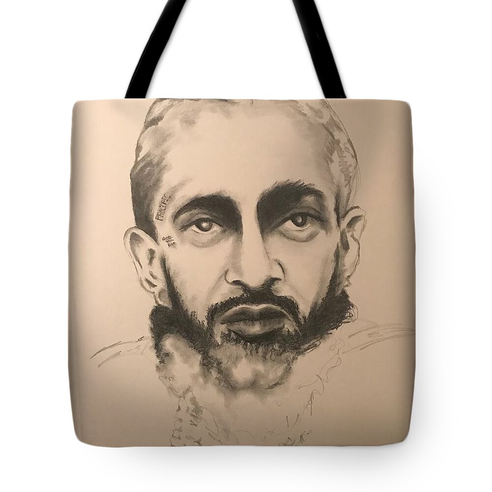  Tote Bag featuring the drawing NIP by Angie ONeal