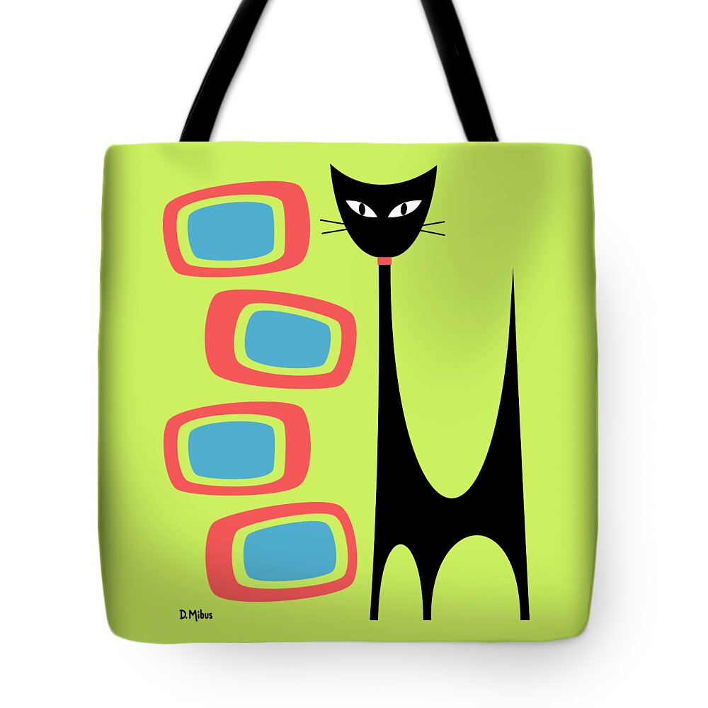 Atomic Tote Bag featuring the digital art No Background Atomic Cat Blue Pink by Donna Mibus