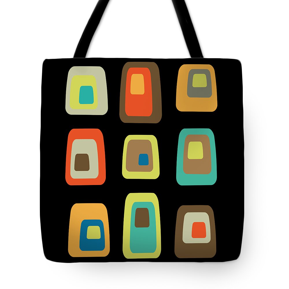 Mid Century Modern Tote Bag featuring the digital art No Background Concentric Oblongs by Donna Mibus