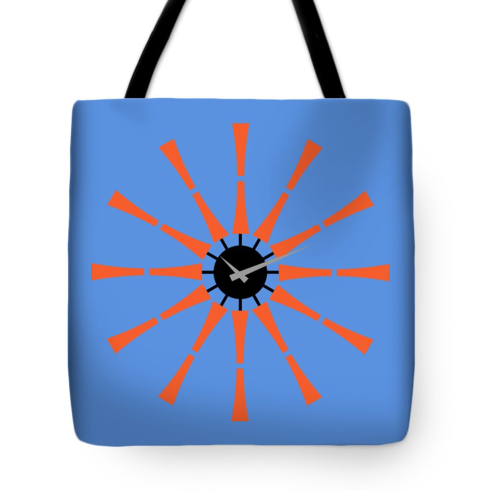 Mid Century Modern Tote Bag featuring the digital art No Background Spindle Clock by Donna Mibus