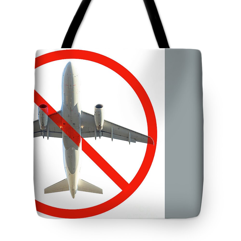 Cancelled Flight Tote Bag featuring the photograph No flight sign by Benny Marty