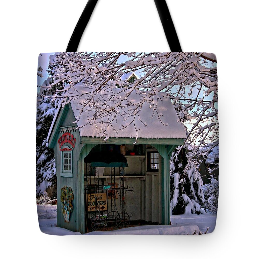 Flowers Tote Bag featuring the photograph No Flowers Today by DJ Florek