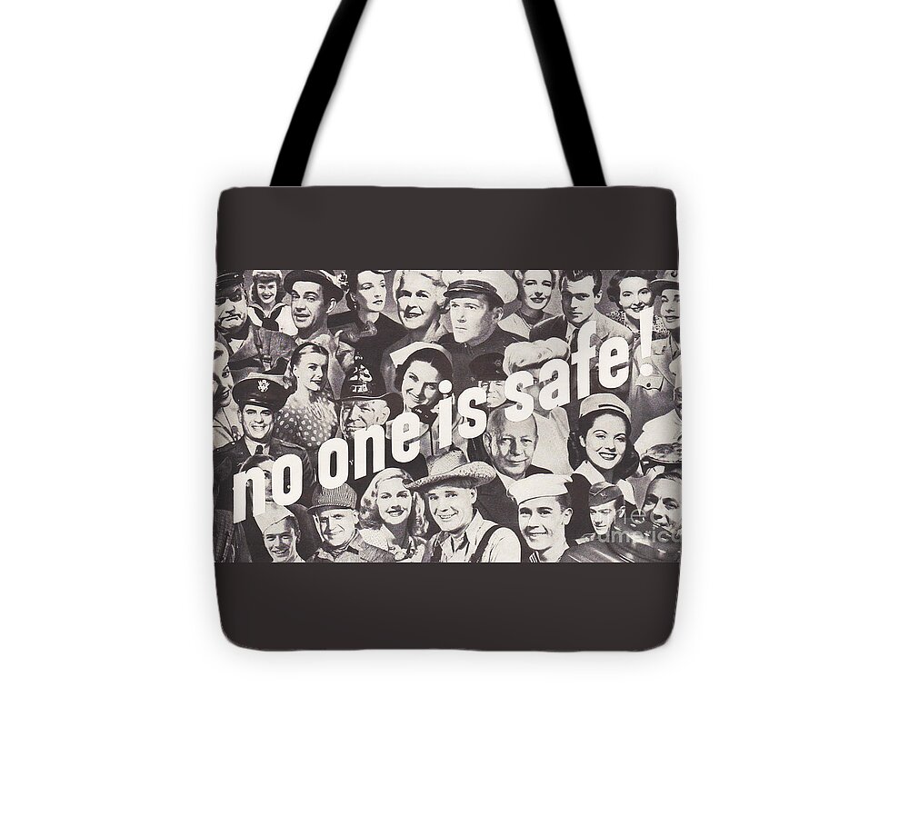 Editorial Tote Bag featuring the digital art No One Is safe by Sally Edelstein