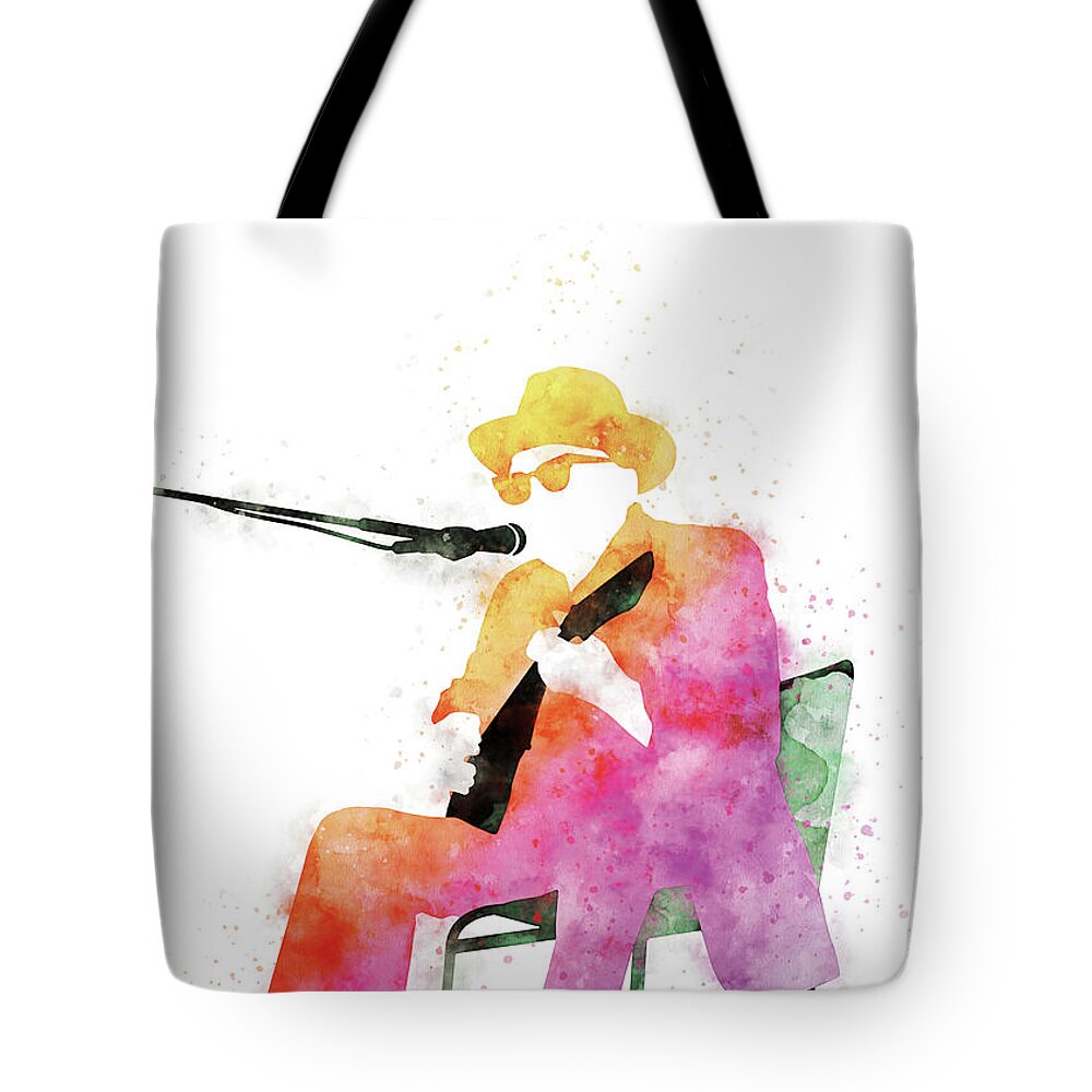 Johnny Tote Bag featuring the digital art No054 MY JOHNNY LEE HOOKER Watercolor Music poster by Chungkong Art