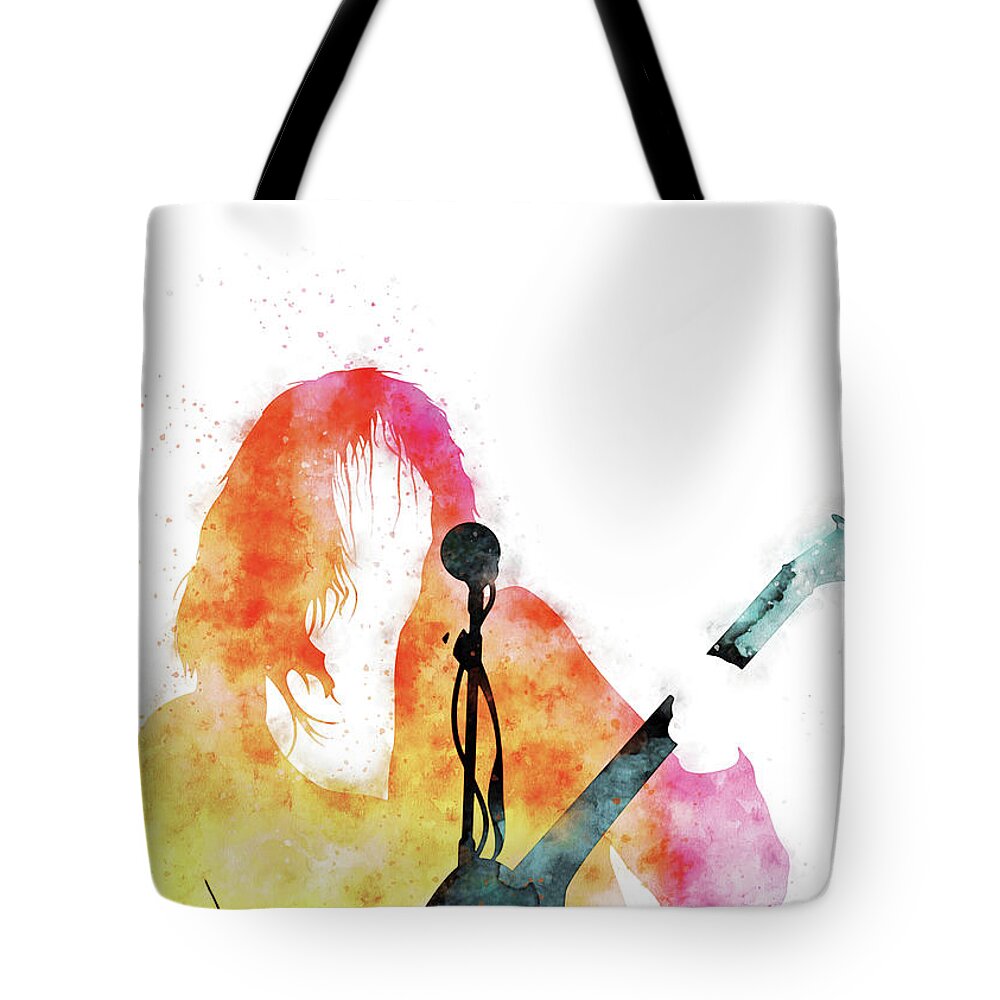 Neil Tote Bag featuring the digital art No128 MY Neil Young Watercolor Music poster by Chungkong Art