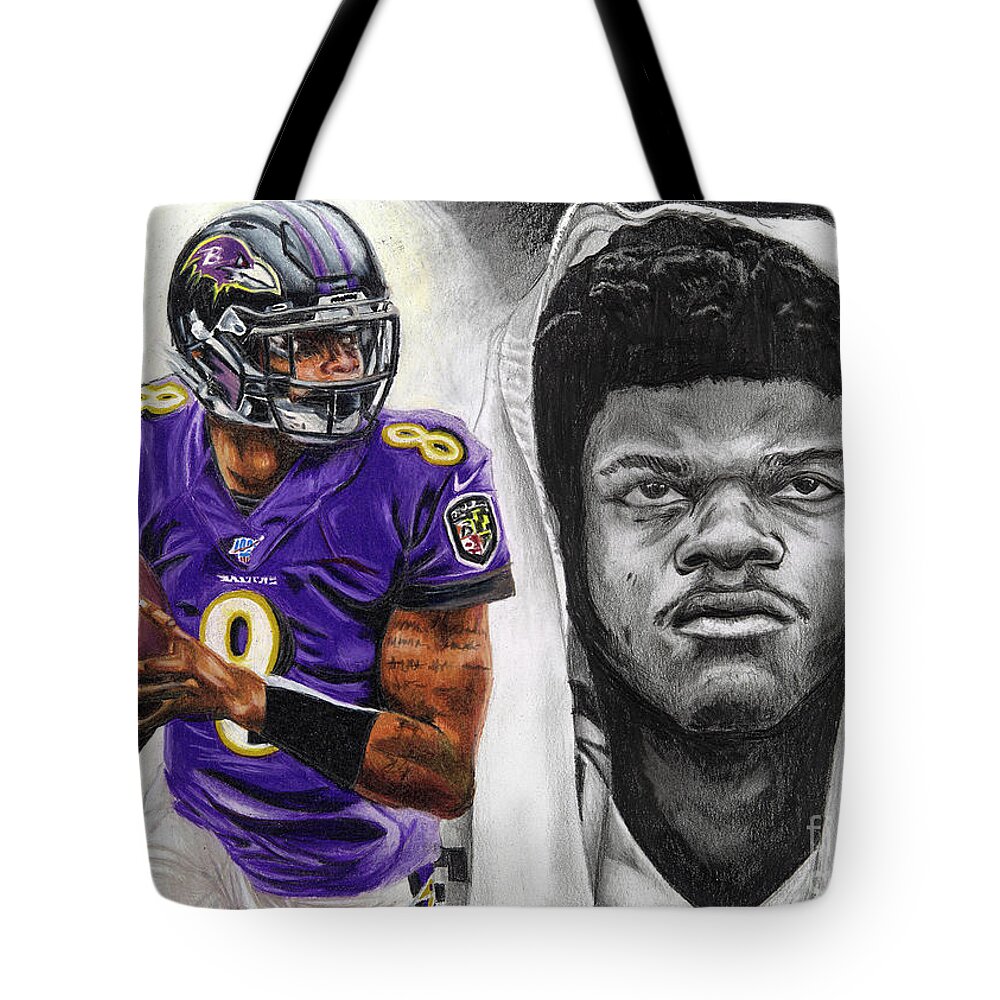 Baltimore Ravens Tote Bag featuring the drawing Nobody Cares, Work Harder by Philippe Thomas