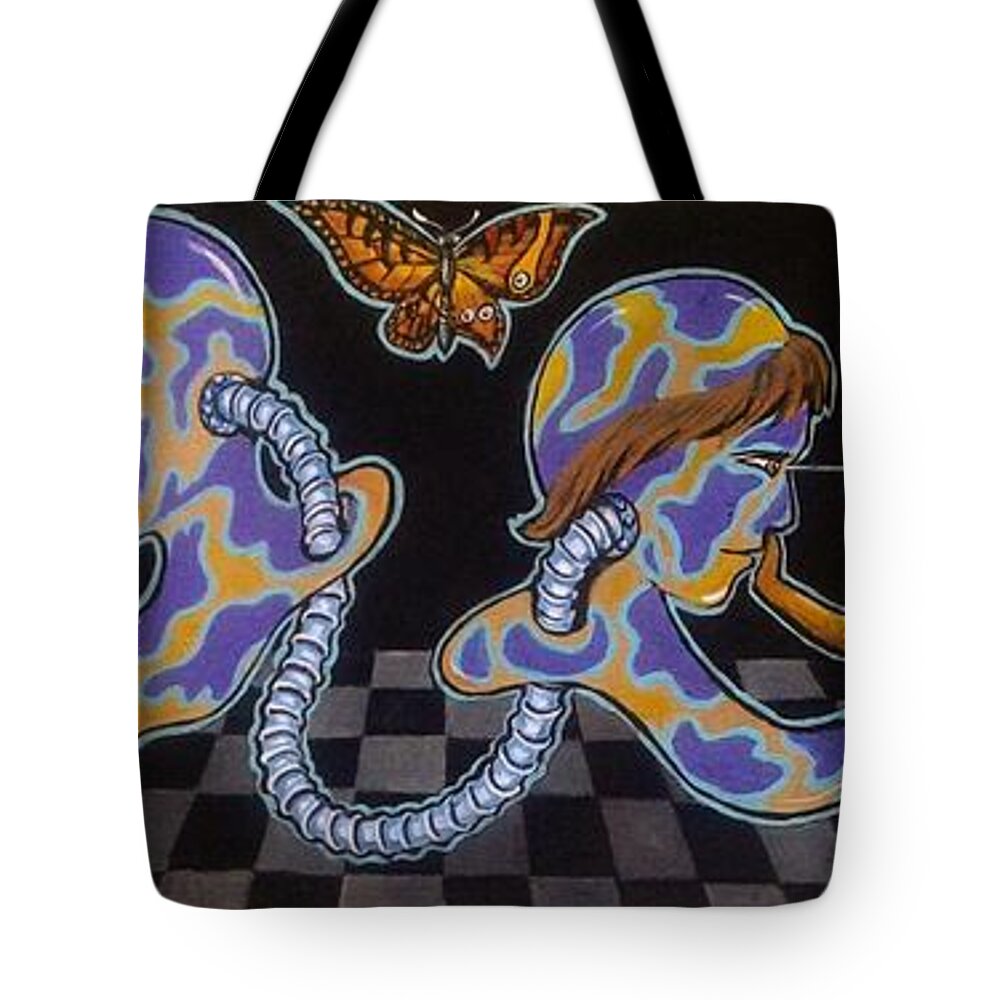 Communication Tote Bag featuring the painting Non Verbal Communication by James RODERICK