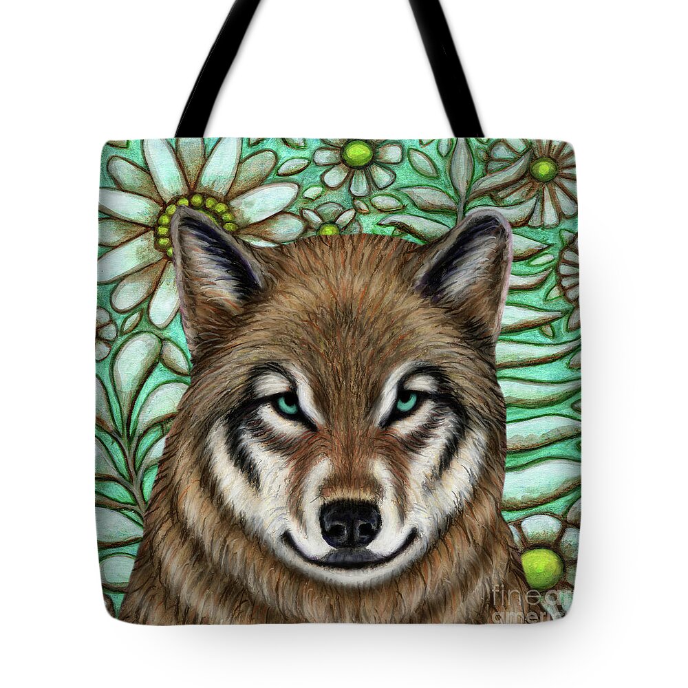 Wolf Tote Bag featuring the painting North American Wolf Tapestry by Amy E Fraser
