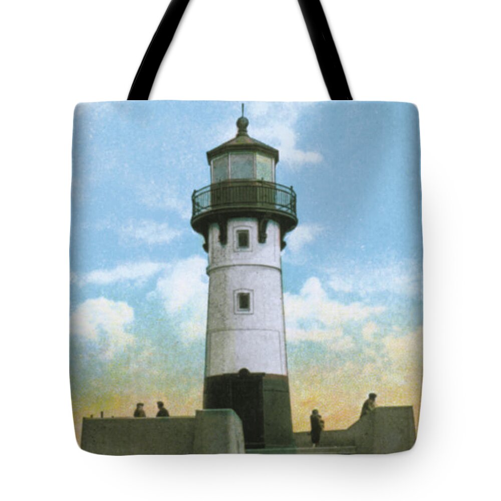 Duluth Tote Bag featuring the photograph North Pier-head Light, Duluth by Zenith City Press