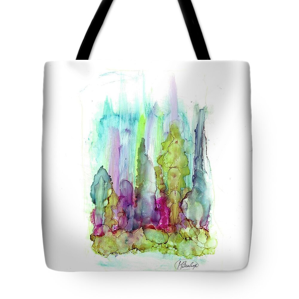 Landscape Tote Bag featuring the painting Northern Lights by Katy Bishop