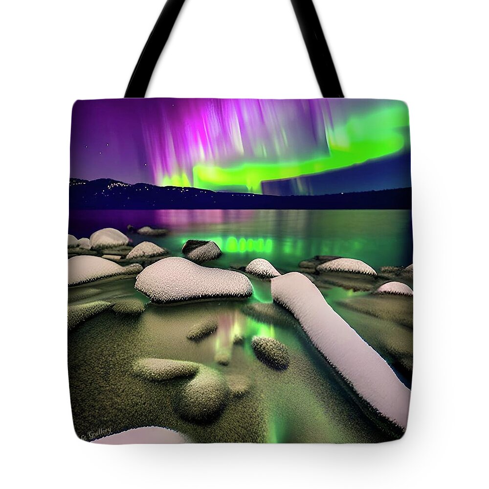 Aurora Tote Bag featuring the digital art Northern Lights No.14 by Fred Larucci