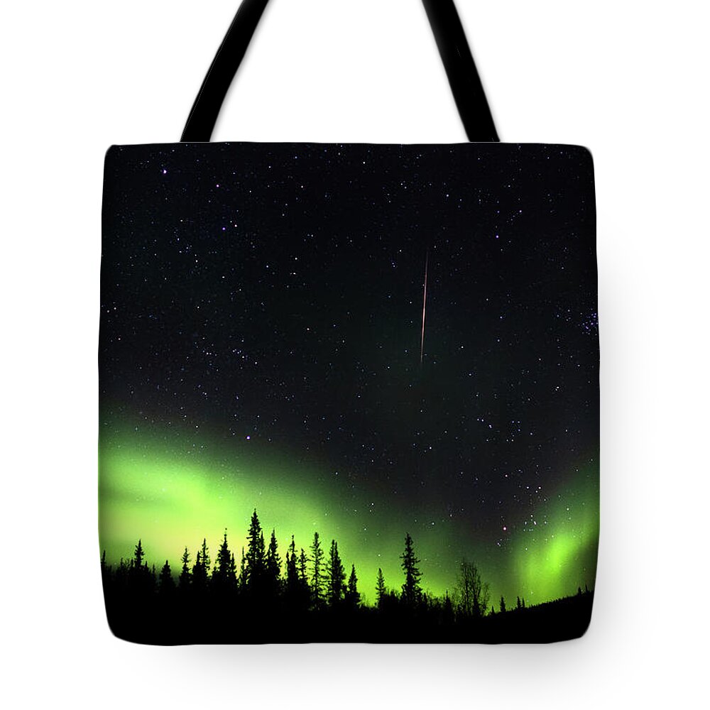 Northern Lights Tote Bag featuring the photograph Northern Sky Lights by Art Cole