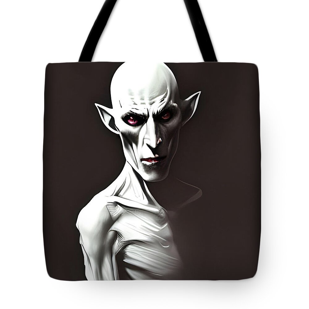 Nosferatu Tote Bag featuring the digital art Nosferatu in the Shadow by Annalisa Rivera-Franz