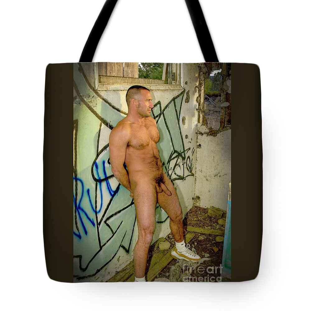 Gay Art Tote Bag featuring the photograph Nude Boxer takes a break to cool off by Gunther Allen