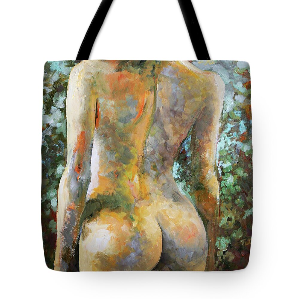 Nude Tote Bag featuring the painting Nude by Vali Irina Ciobanu