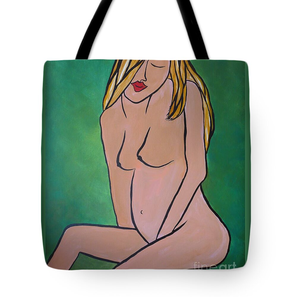 Nude Tote Bag featuring the painting Nude Woman2 by Monika Shepherdson