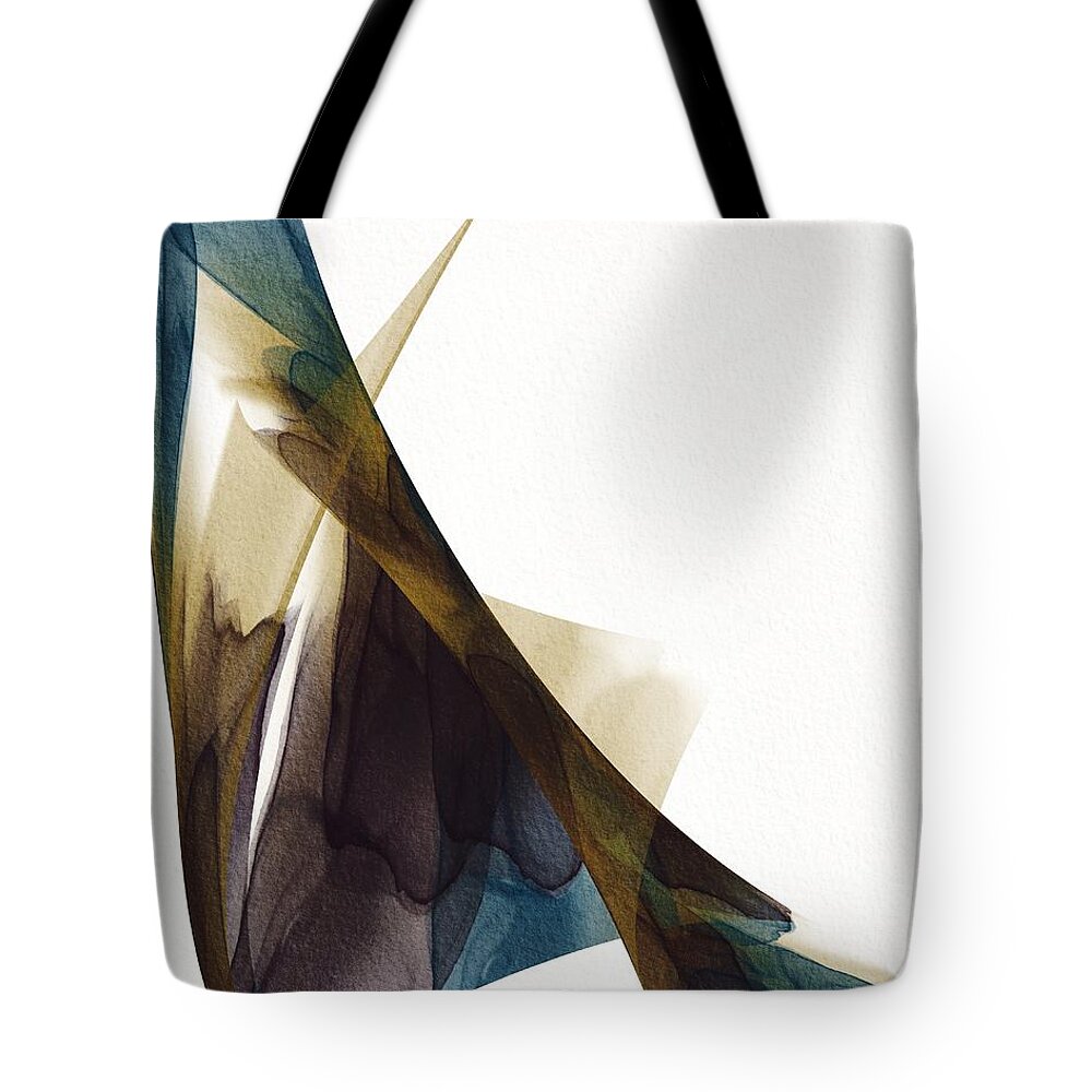 Abstract Tote Bag featuring the mixed media Number 12 Together abstract ink teal brown by Itsonlythemoon -