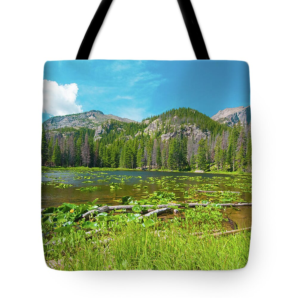 Nymph Lake Tote Bag featuring the photograph Nymph Lake, Rocky Mountain National Park, Colorado, USA, North America by Tom Potter