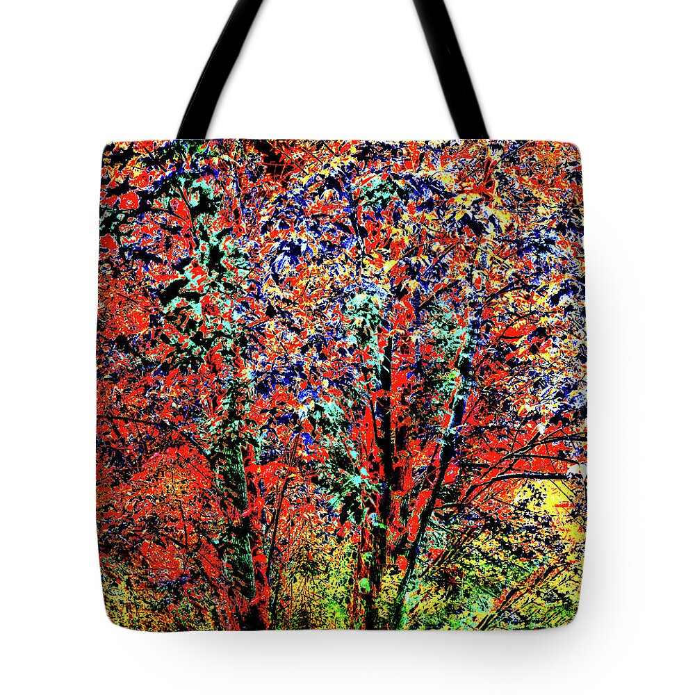Joe Hoover Tote Bag featuring the digital art Oak Creek Canyon Fall Tree by Joe Hoover