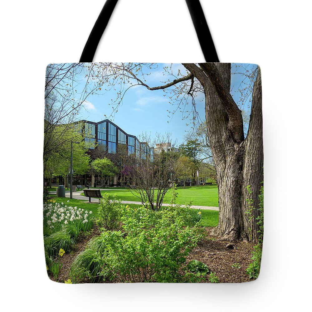 Chicagoland Tote Bag featuring the photograph Oak Park Library and Scoville Park 1 by Todd Bannor