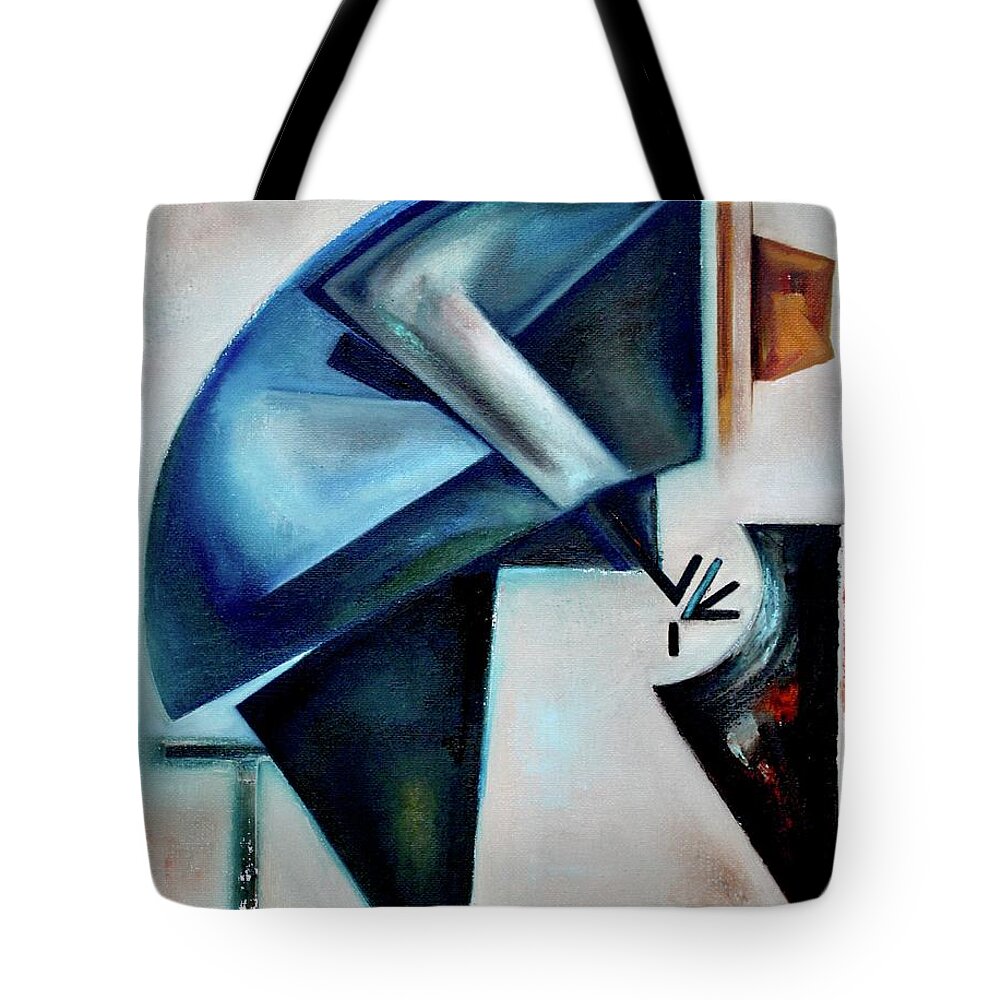Jazz Tote Bag featuring the painting Oblique / Fulcrum by Martel Chapman