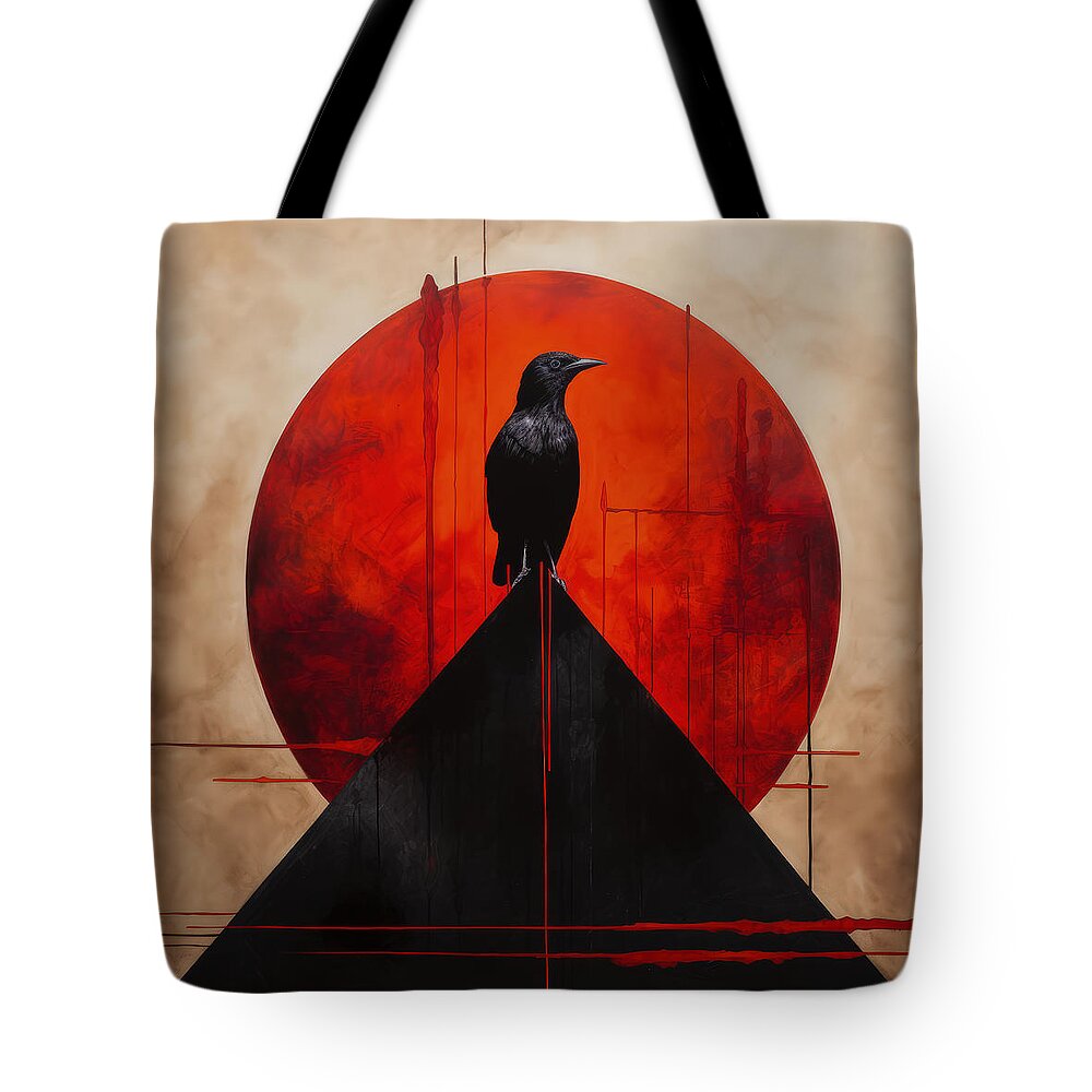 Edgar Allan Poe Tote Bag featuring the painting Obsidian Triangle by Lourry Legarde