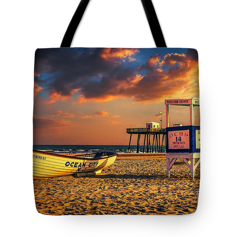 New Jersey Tote Bag featuring the photograph OC Sunset by Nick Zelinsky Jr
