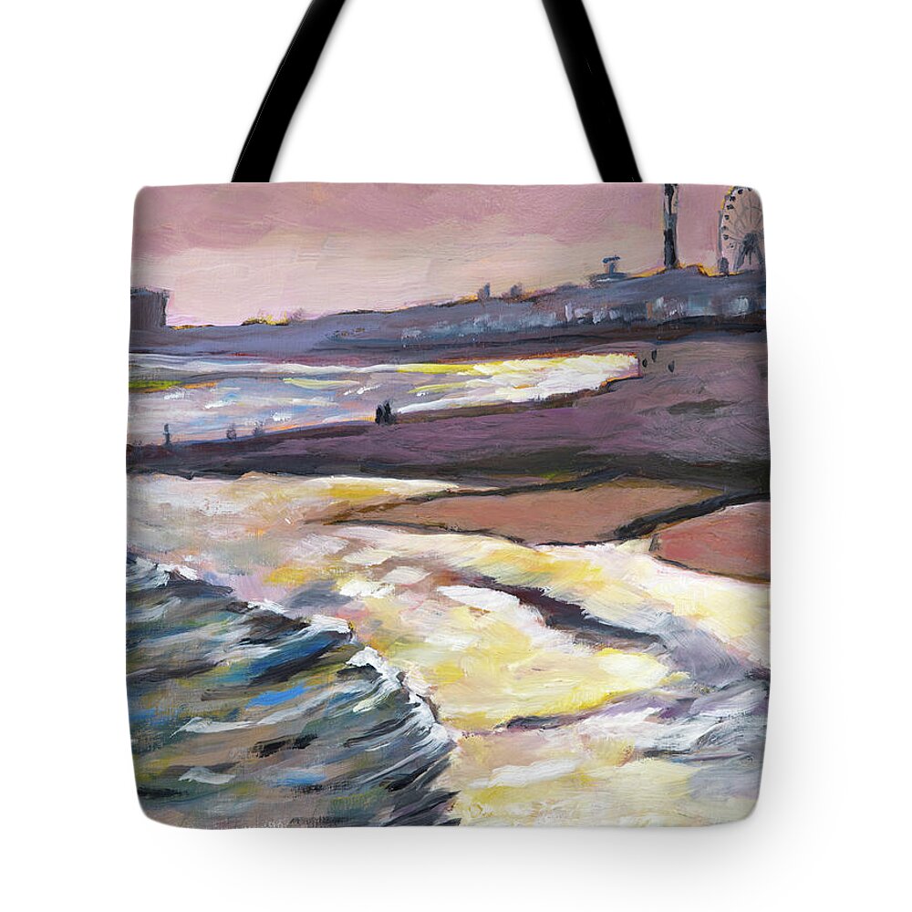 Ocean View Tote Bag featuring the painting Ocean City, NJ by Mike Bergen