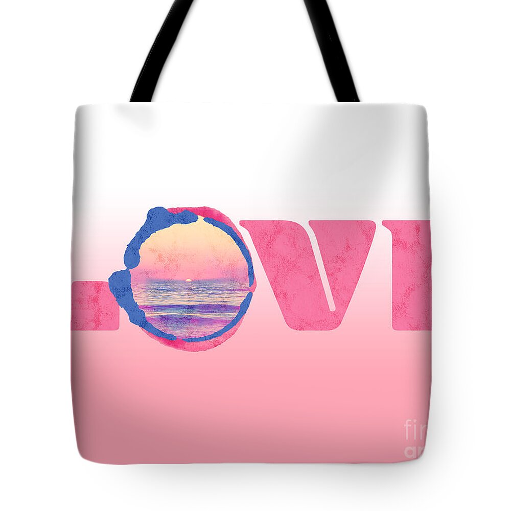 Pink Tote Bag featuring the digital art Ocean Love by Ana V Ramirez