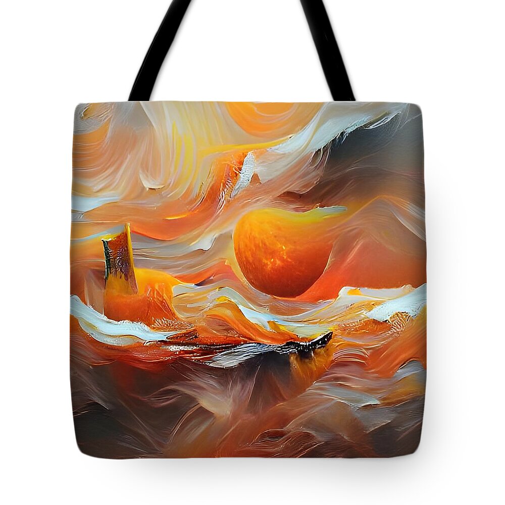 Newby Tote Bag featuring the digital art Ocean of Orange by Cindy's Creative Corner