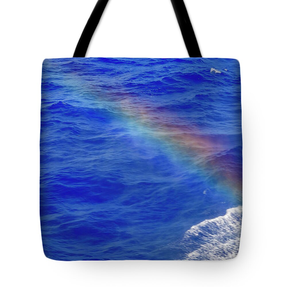 Rainbow; Water; Travel; Color Tote Bag featuring the photograph Ocean Rainbow by AE Jones