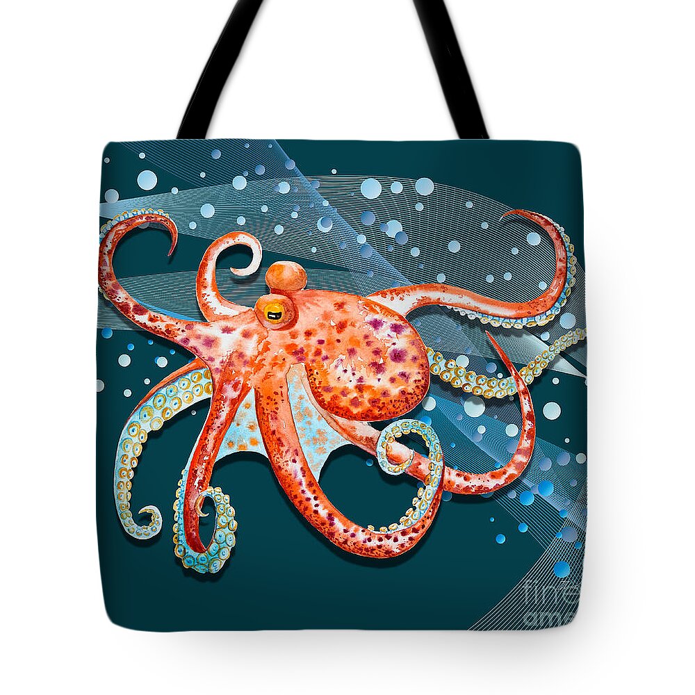Ocean Tote Bag featuring the digital art Ocean View Collection Octopus 1 by Tina Mitchell
