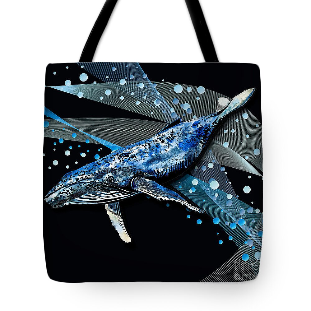 Ocean Tote Bag featuring the digital art Ocean View Collection Whale 1 by Tina Mitchell