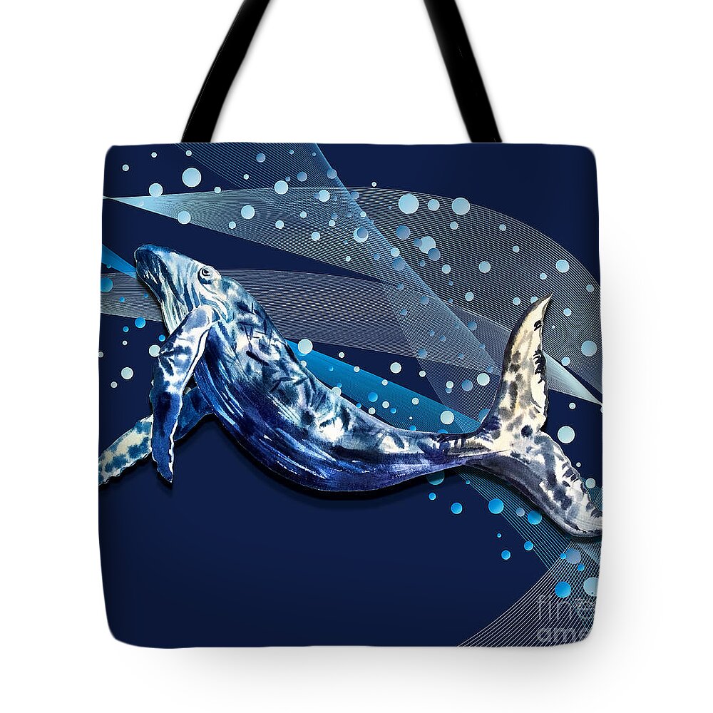 Ocean Tote Bag featuring the digital art Ocean View Collection Whale 2 by Tina Mitchell