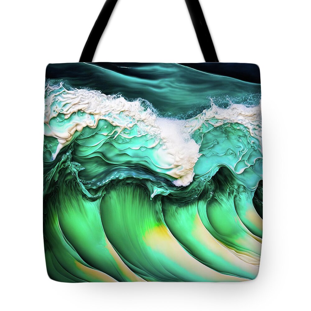 Waves Tote Bag featuring the digital art Ocean Waves 03 by Matthias Hauser