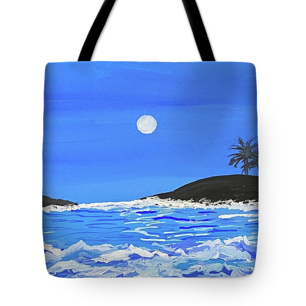 Waves Tote Bag featuring the painting Ocean Waves in Gouache by Lisa Neuman