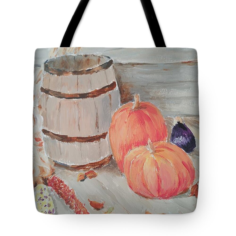 Pumpkins Tote Bag featuring the painting October Harvest by ML McCormick