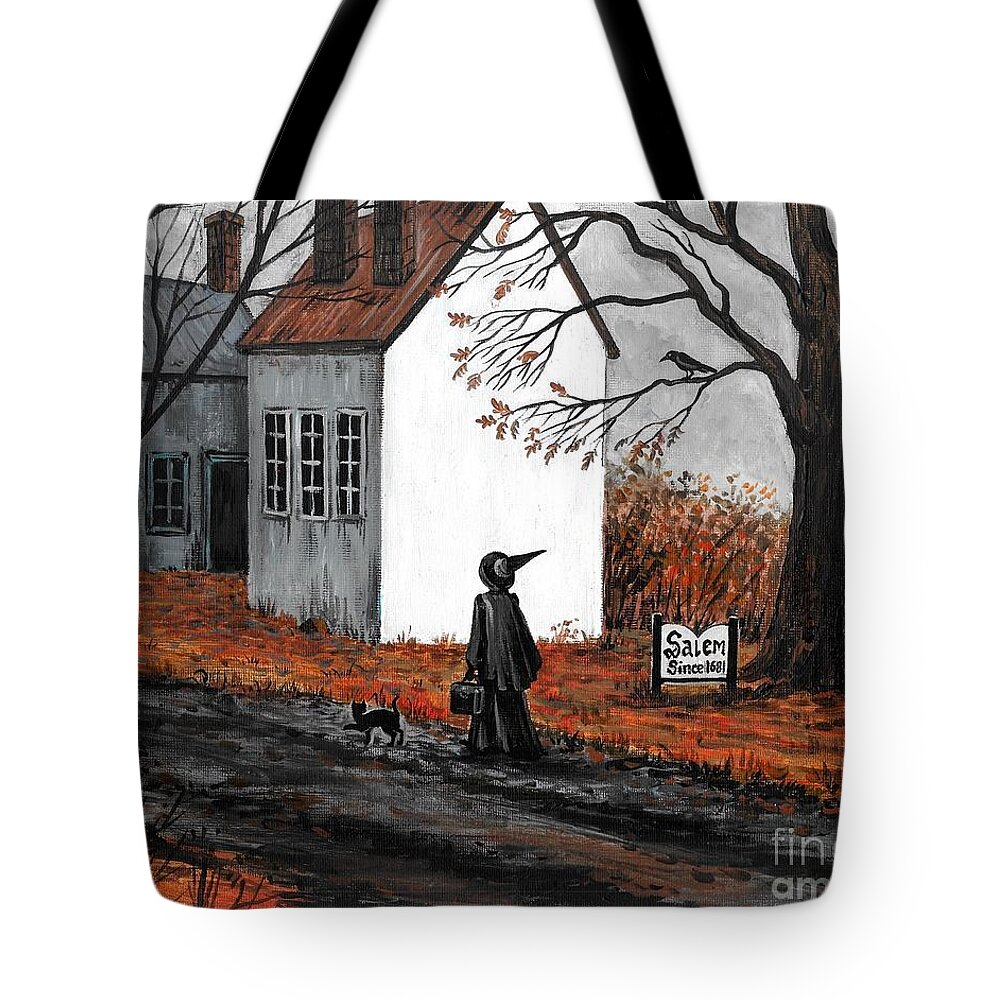 Print Tote Bag featuring the painting October In Salem by Margaryta Yermolayeva