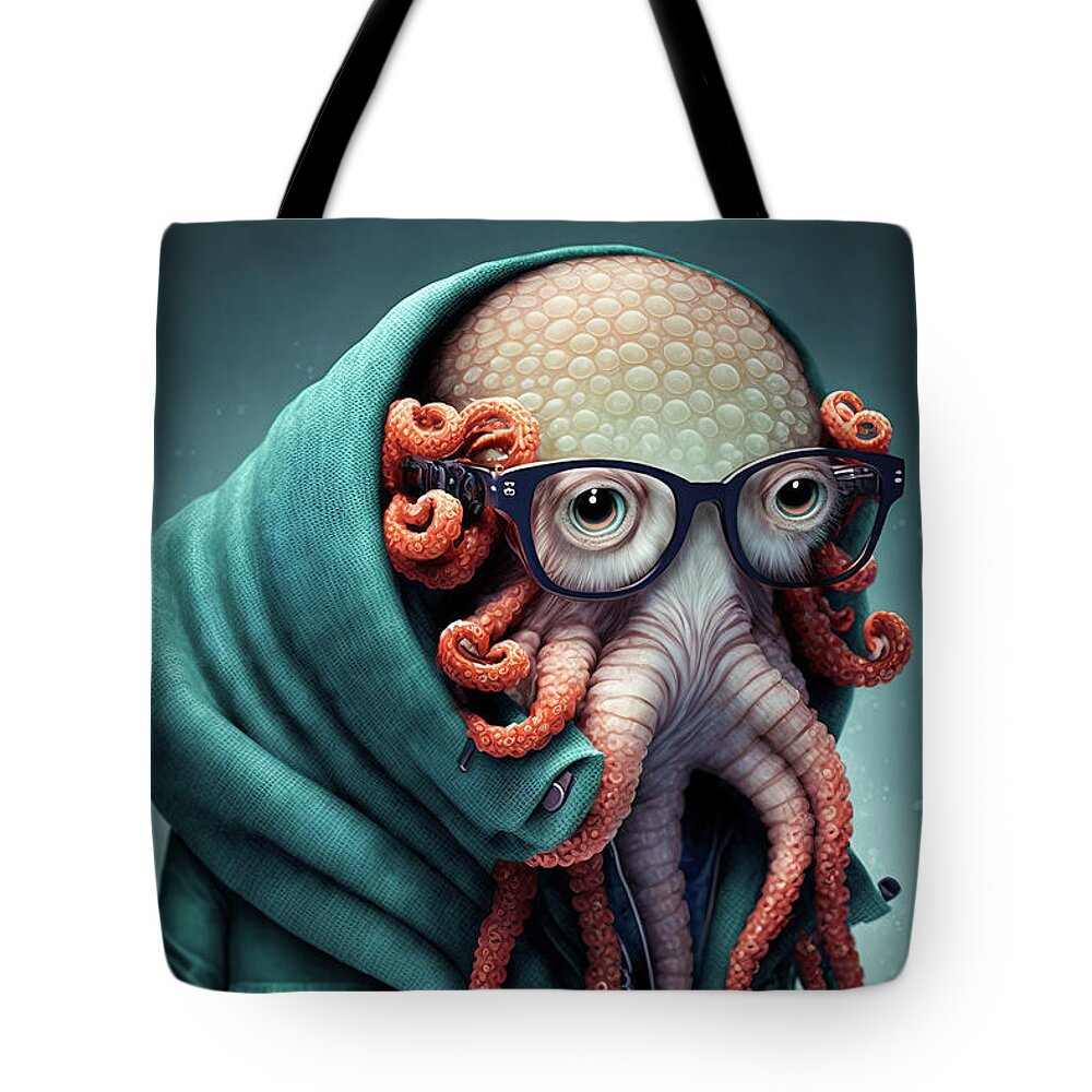 Octopus Tote Bag featuring the digital art Octopus Fashion 01 by Matthias Hauser