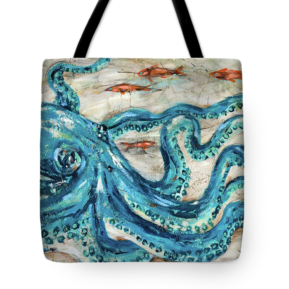 Ocean Tote Bag featuring the painting Octopus Lounge by Linda Olsen