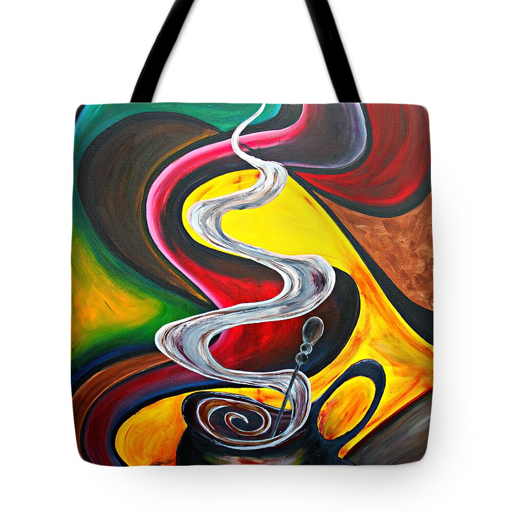 Coffee Tote Bag featuring the painting Ode to Coffee... by Jolanta Anna Karolska