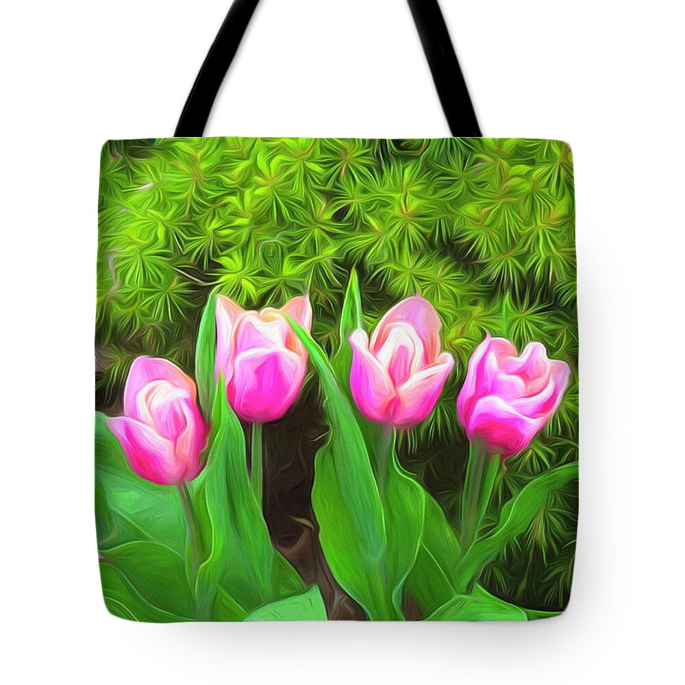 Tulips Tote Bag featuring the digital art Ode to Spring by Susan Hope Finley