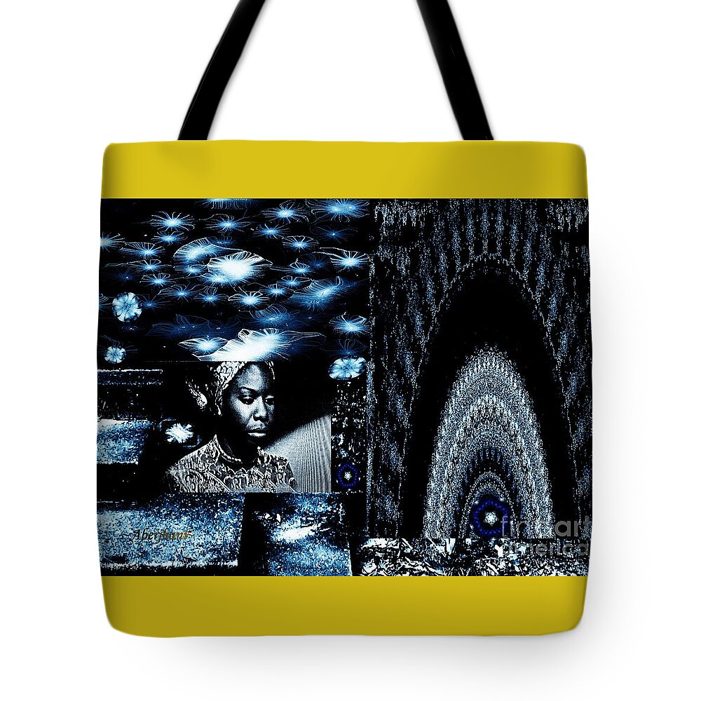 Singers Tote Bag featuring the mixed media Ode to the Genius and Good Intentions of Nina Simone Number 2 by Aberjhani