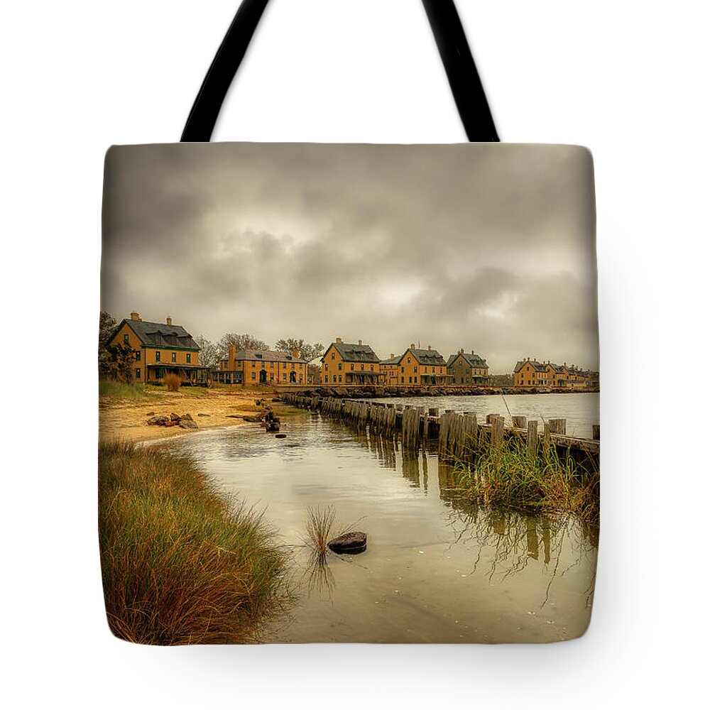 Officers Row Tote Bag featuring the photograph Officers Row by Penny Polakoff