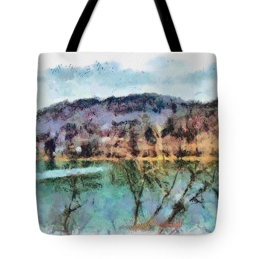River Tote Bag featuring the mixed media Ohio River by Christopher Reed