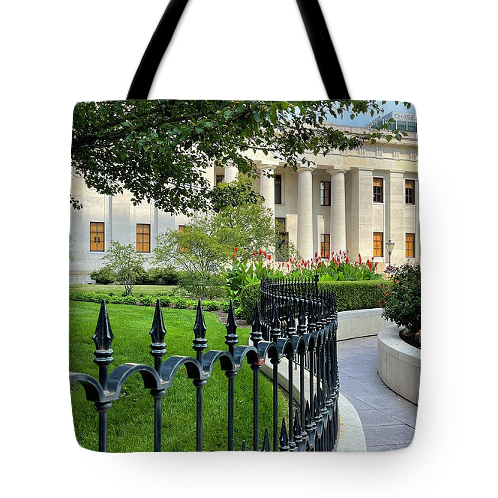 State House Tote Bag featuring the photograph Ohio State House E State Street Entrance Columbus Ohio 2469 by Jack Schultz