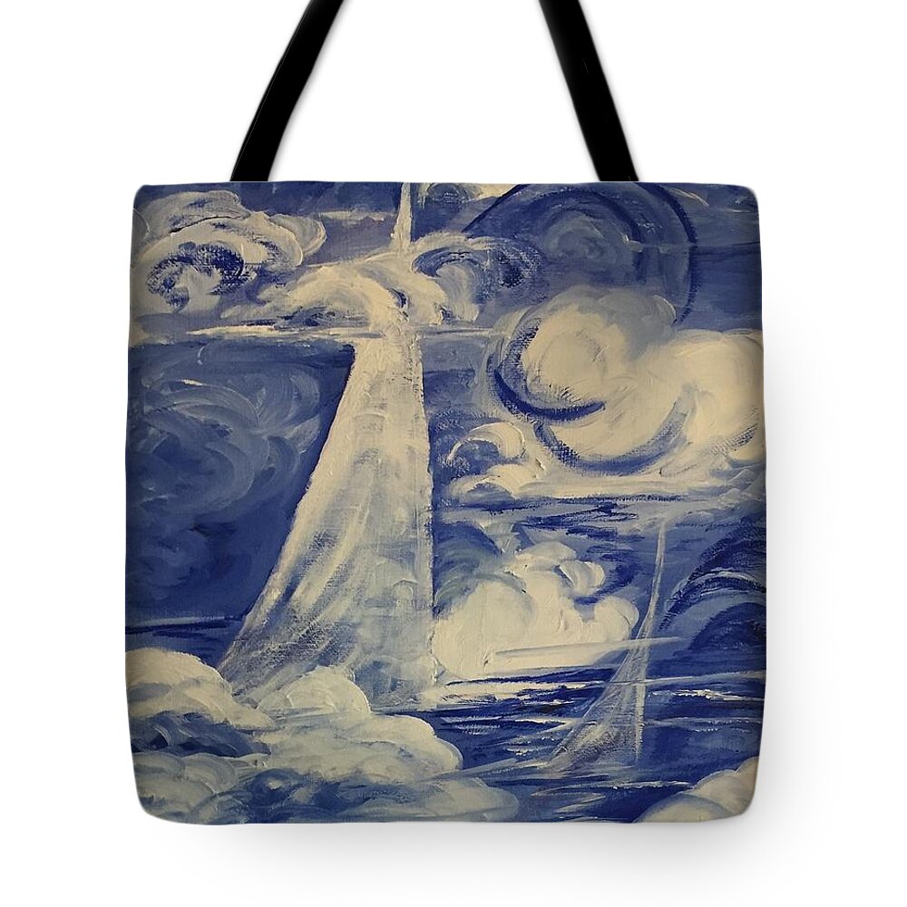 Seascape Tote Bag featuring the painting Abstract Sky Sailing by Catherine Ludwig Donleycott