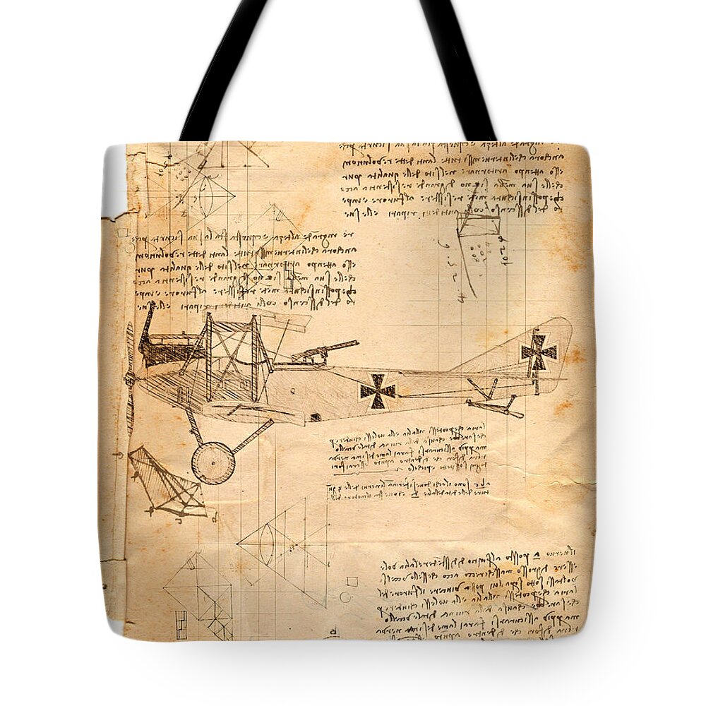 Old Tote Bag featuring the drawing Old Albatros by Charlie Roman